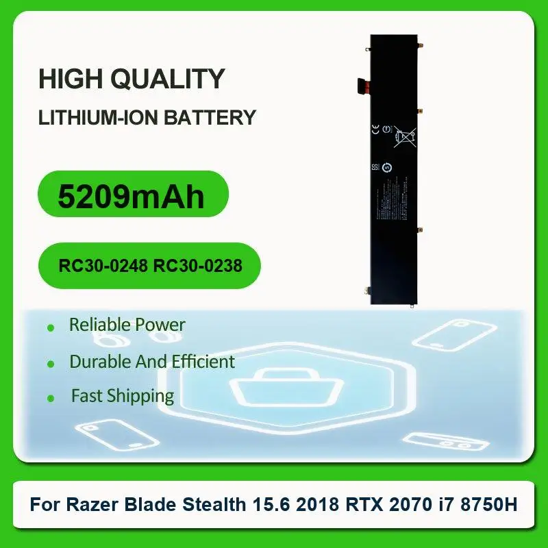 

Replacement Laptop Battery For Razer Blade Stealth 15.6'' inch 2018 RTX 2070 i7 8750H RC30-0248 RC30-0238 5209mAh