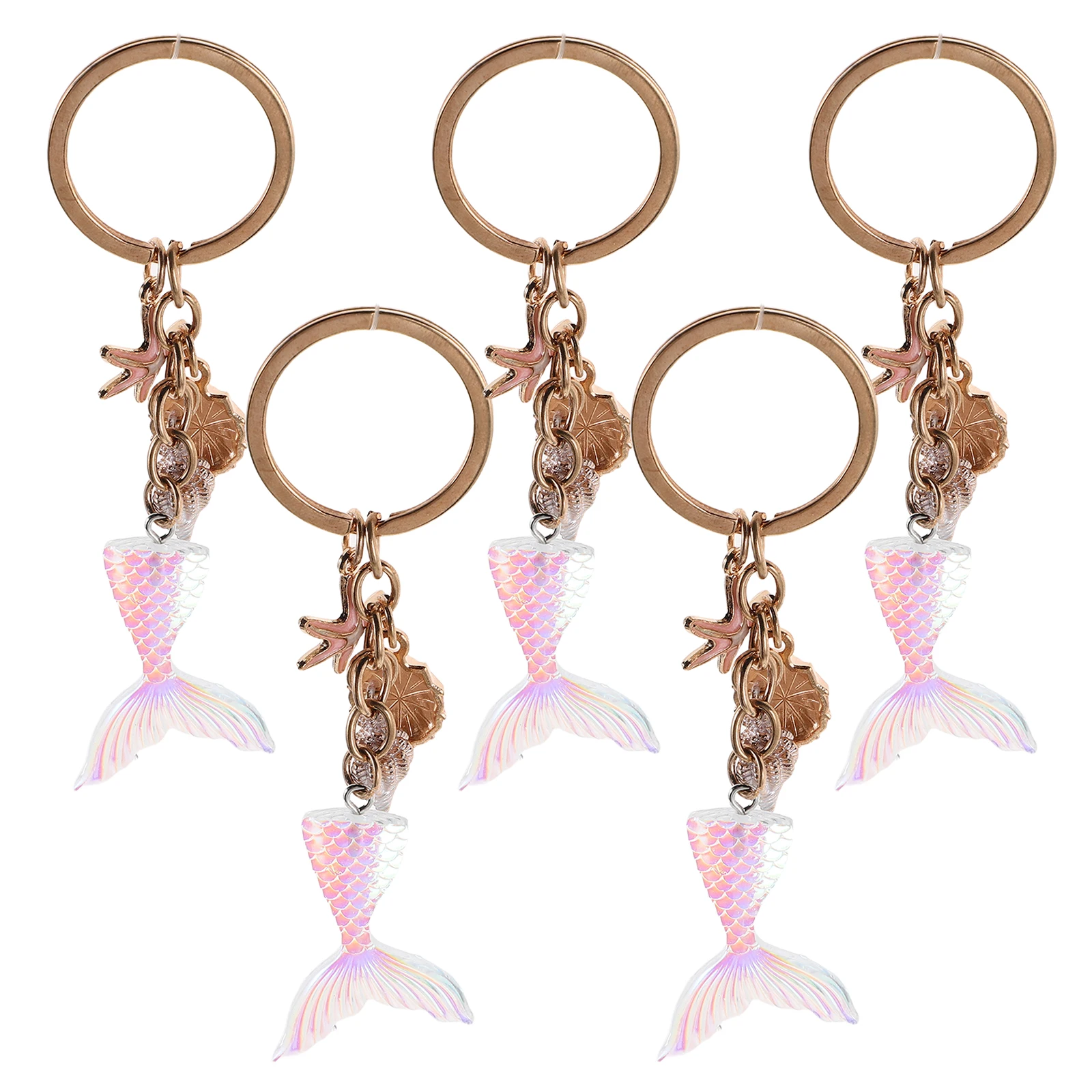 

5pcs Mermaid Keychain Enamel Ocean Style Pendant Seashell Handbag Charm Jewelry Decorative Resin Metal Durable Lightweight Car