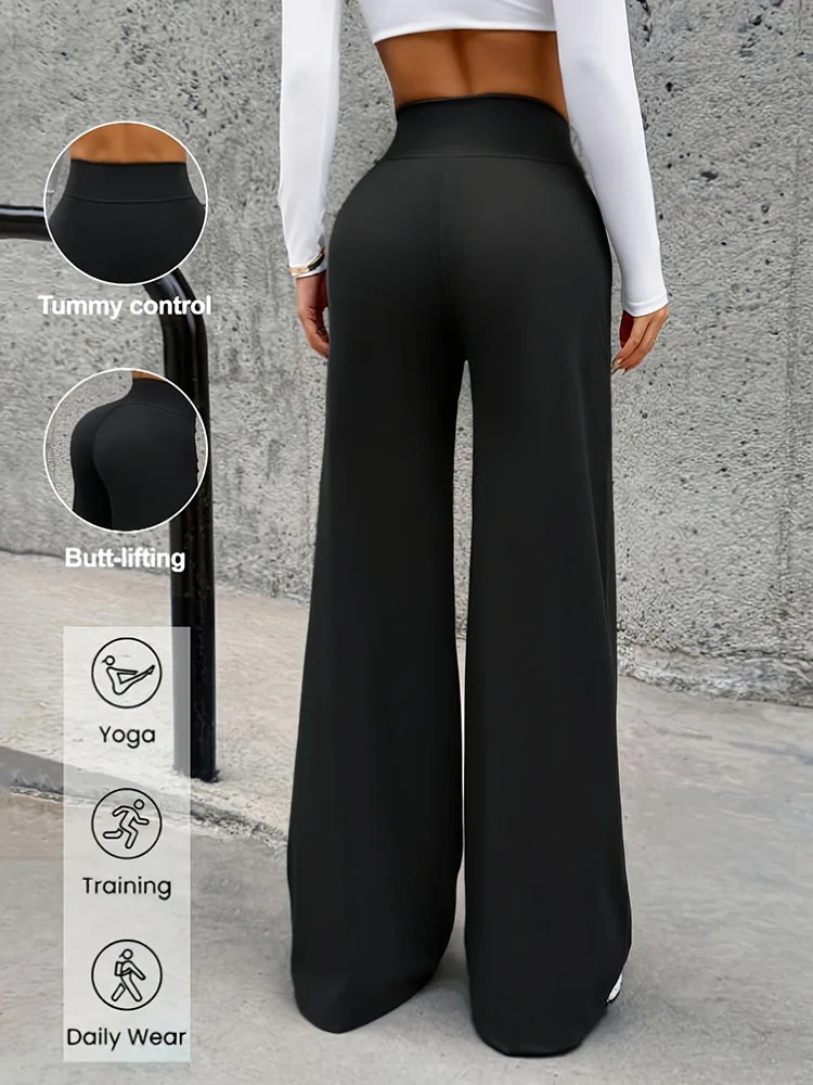 Women's Casual Wide-Leg Pants, Loose Mid-Stretch Fabric, Summer Style. Sport Pants, Yoga Pants, for Workwear, Loungewear.