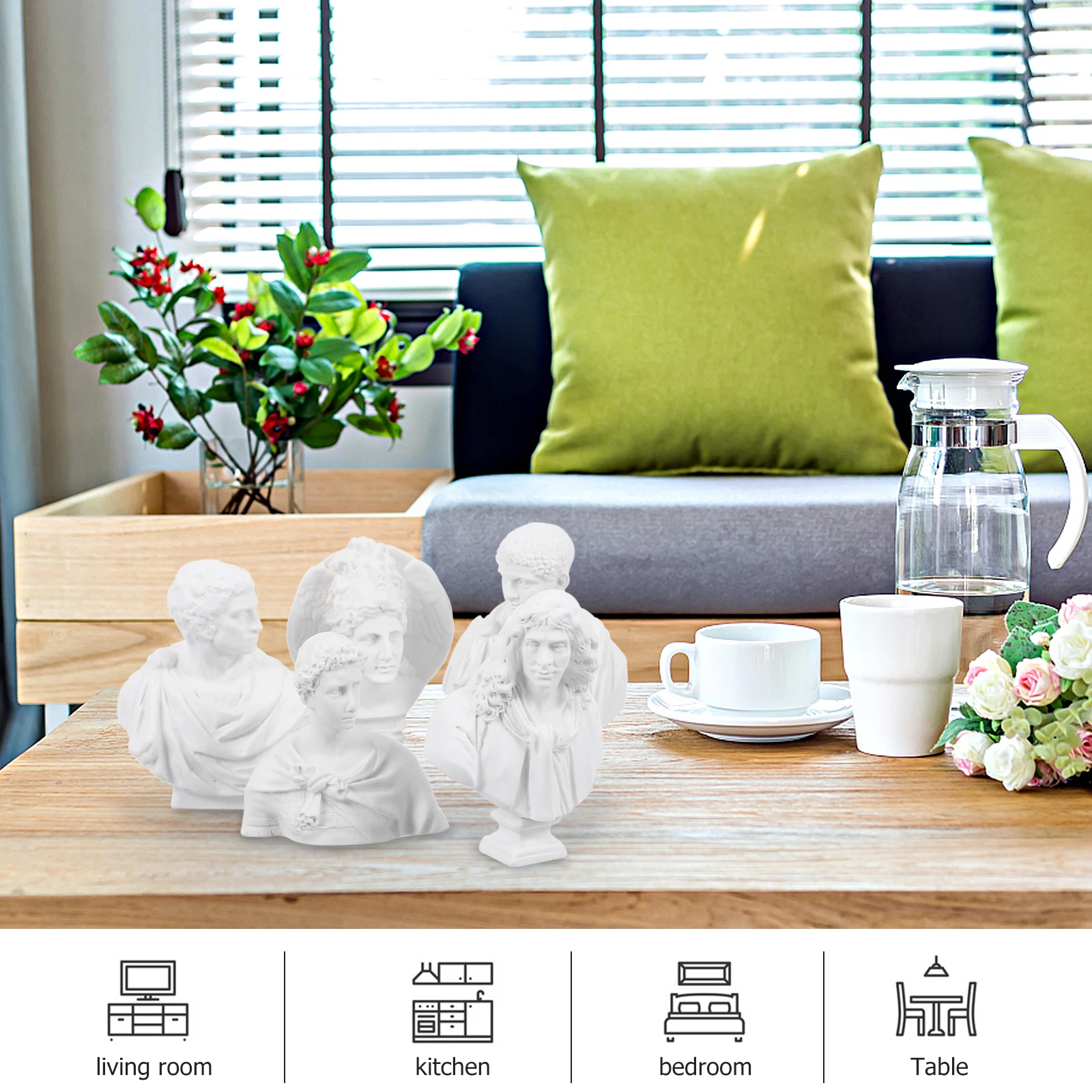 5Pcs Home Sculpture Adornment Decor Resin Sculpture Desktop Model Cultural Fashion Gift Holiday Decoration