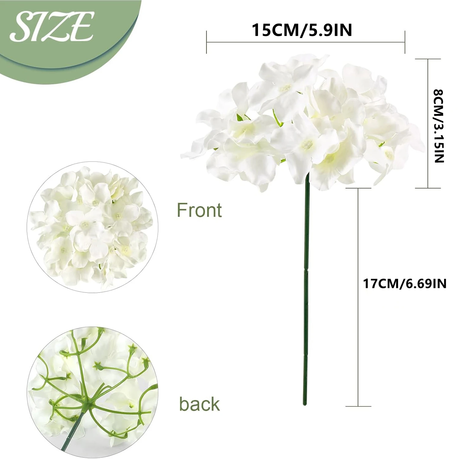 5/10 Stück Künstliche Blumen aus Seidenhortensien, Kombination für Garten, Hochzeit, Brautstrauß, Heimdekoration, Fest- und Partyzubehör – Detail 10