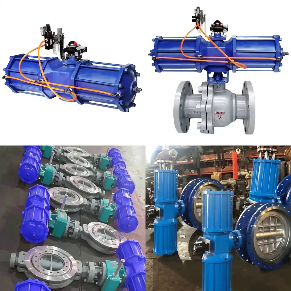 High Torque AW Series 0.4-0.7mpa Pneumatic Double Cylinder Double Acting Spring Return 90 Degree Rotation Actuator