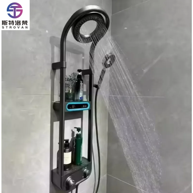 

Intelligent LED Ambient Light, Digital Display Shower Faucet, Wall-mounted Shower Bathroom Faucet