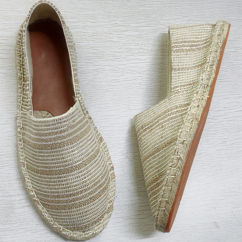 YUYIN Lightweight Driving Shoes Large Size Straw Woven Linen Shoes Comfortable Lazy Shoes Casual Men Formal Wedding Party Flats