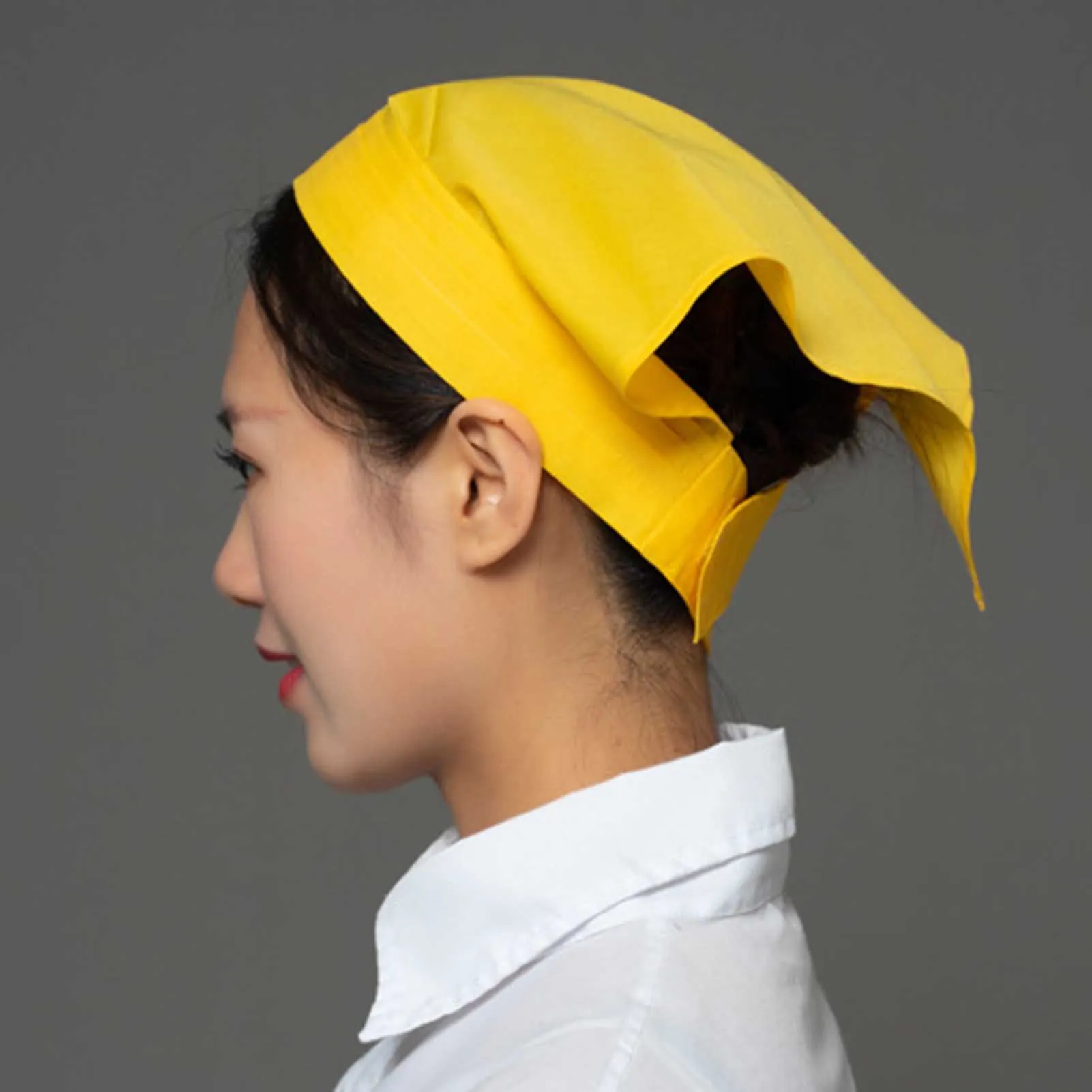 Cotton Head Kerchief for Restaurant Kitchen Staff Women Men Chef Hat Food Hygiene Work Cap Bandana Hairwrap Durable Soft view 4