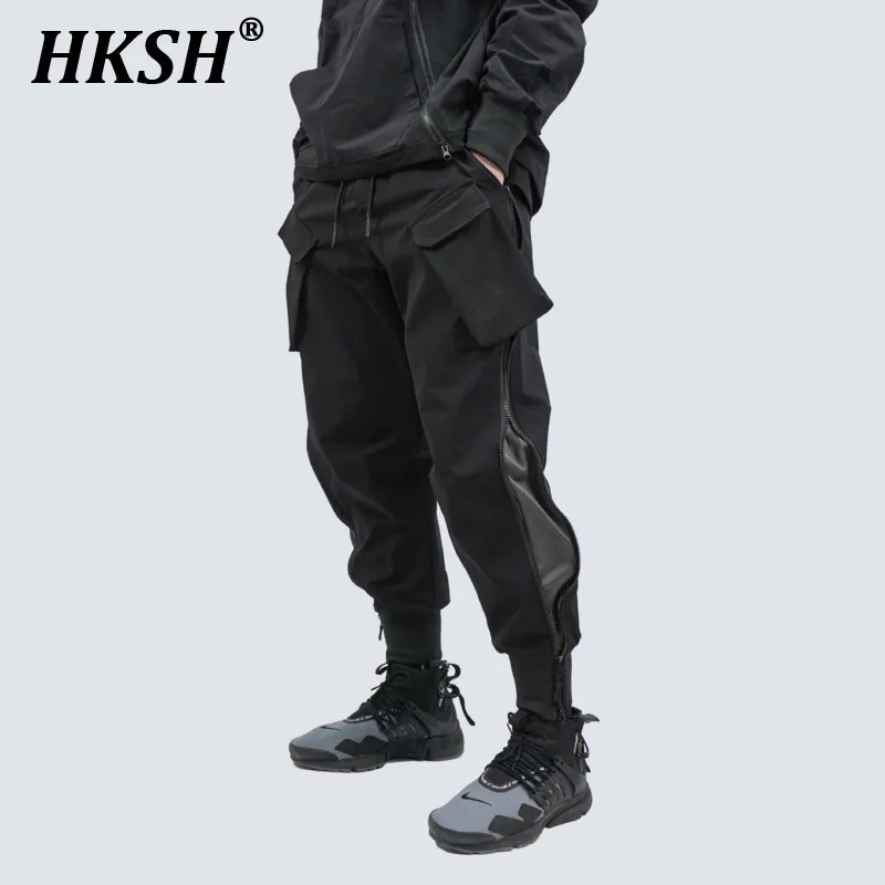 

HKSH Men's Tide Dark Function High Street Versatile Casual Zipper Sports Elastic Workwear Leggings China-Chic Pants Male HK0326