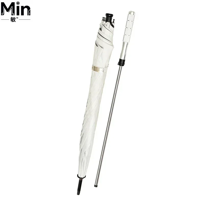 2-in-1 Self-Defense Walking Cane Stick Windproof UV Protection Umbrella for Hiking Outdoor Rainy Days - view 5