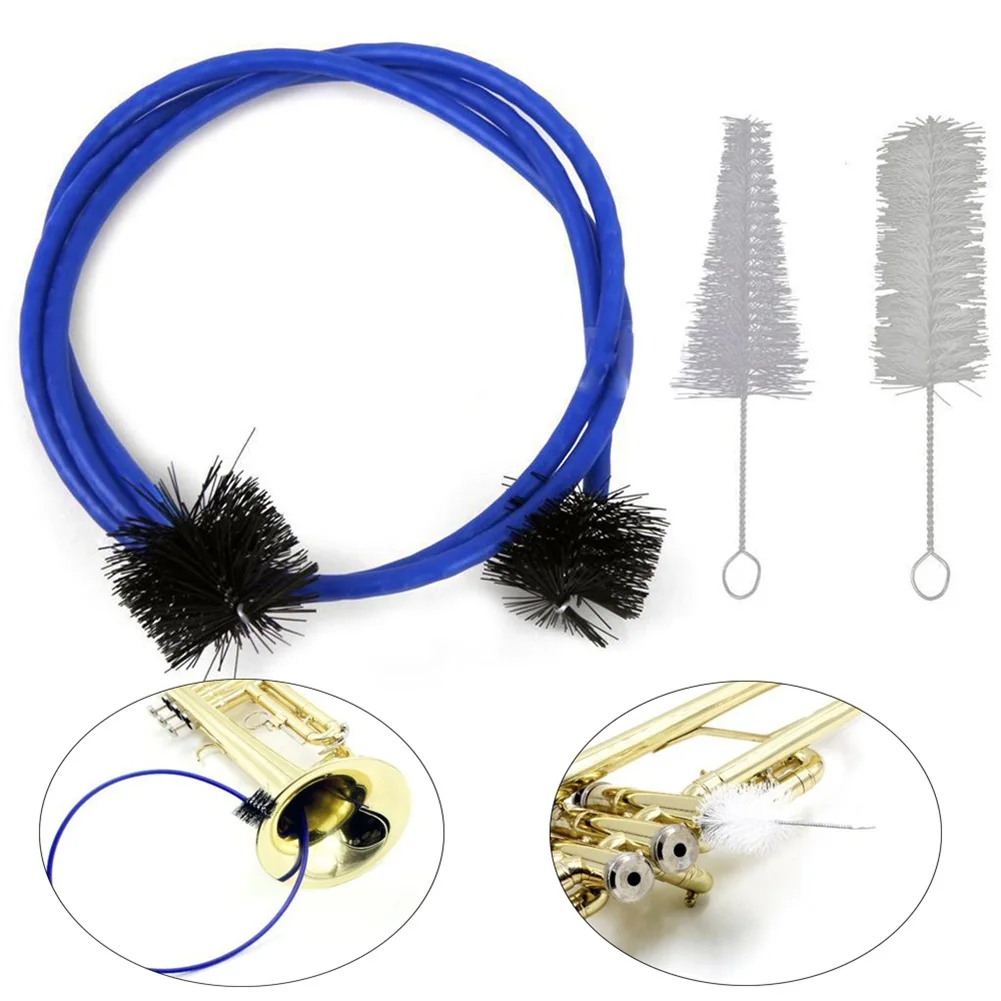 3-piece set of round and mouth cleaning set for wind instruments, Trumpet cleaning brush