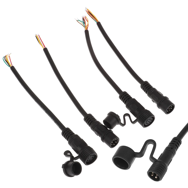 2/3/4/5/6/7/8 Pin Industrial Male And Female Socket Plug Circular Power Connector Waterproof Plug Outlet With Dust Cover Black