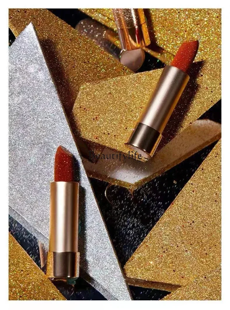 Small Gold Diamand Lipstick National Style Long-Lasting Moisturizing Discoloration Resistant Lipstick