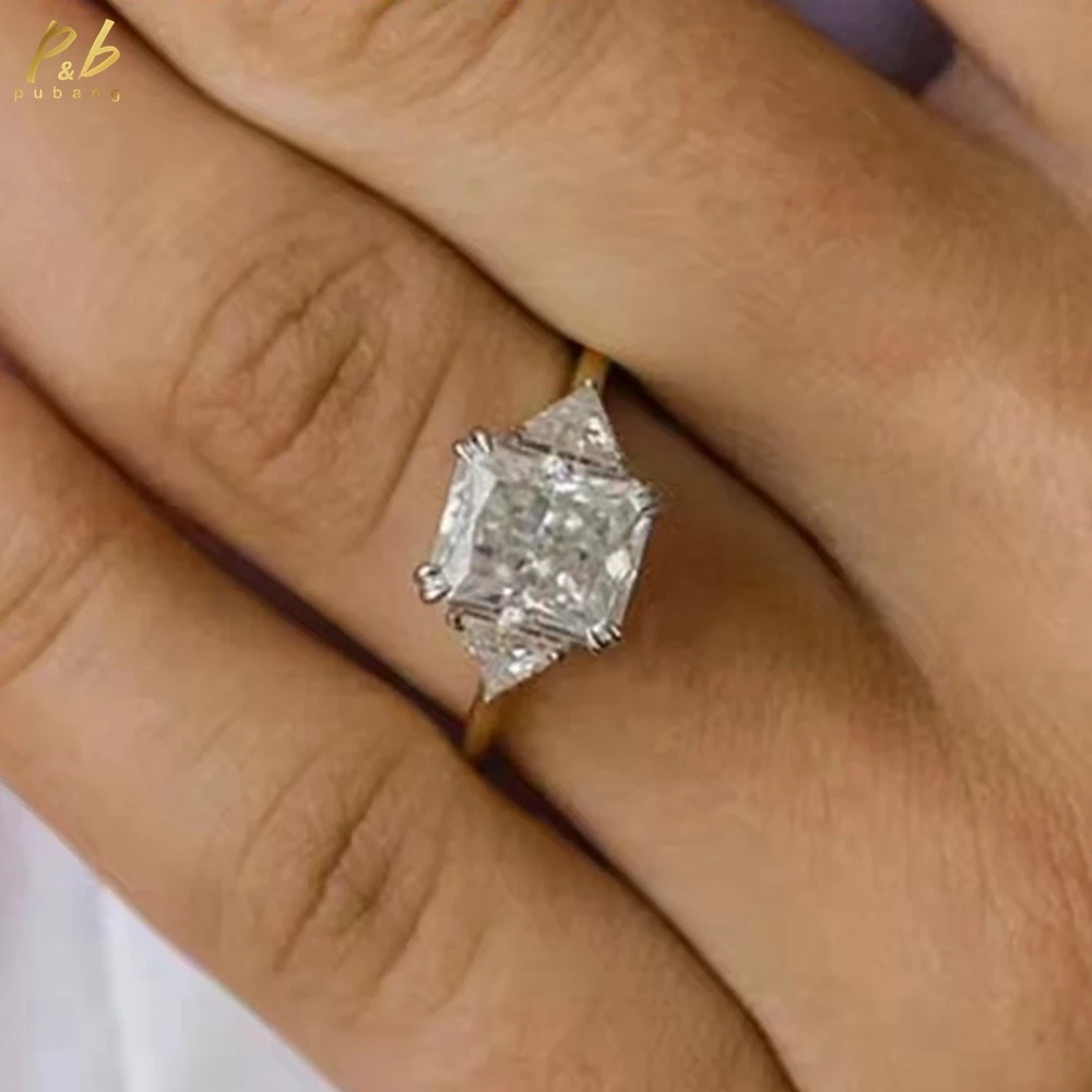 

Кольцо PuBang 3EX VVS1 Real Forever с муассанитом и золотом GRA 14 карат, 4 карата, измельченный лед, сияющая огранка, двухцветное ювелирное изделие 18 карат, подарки