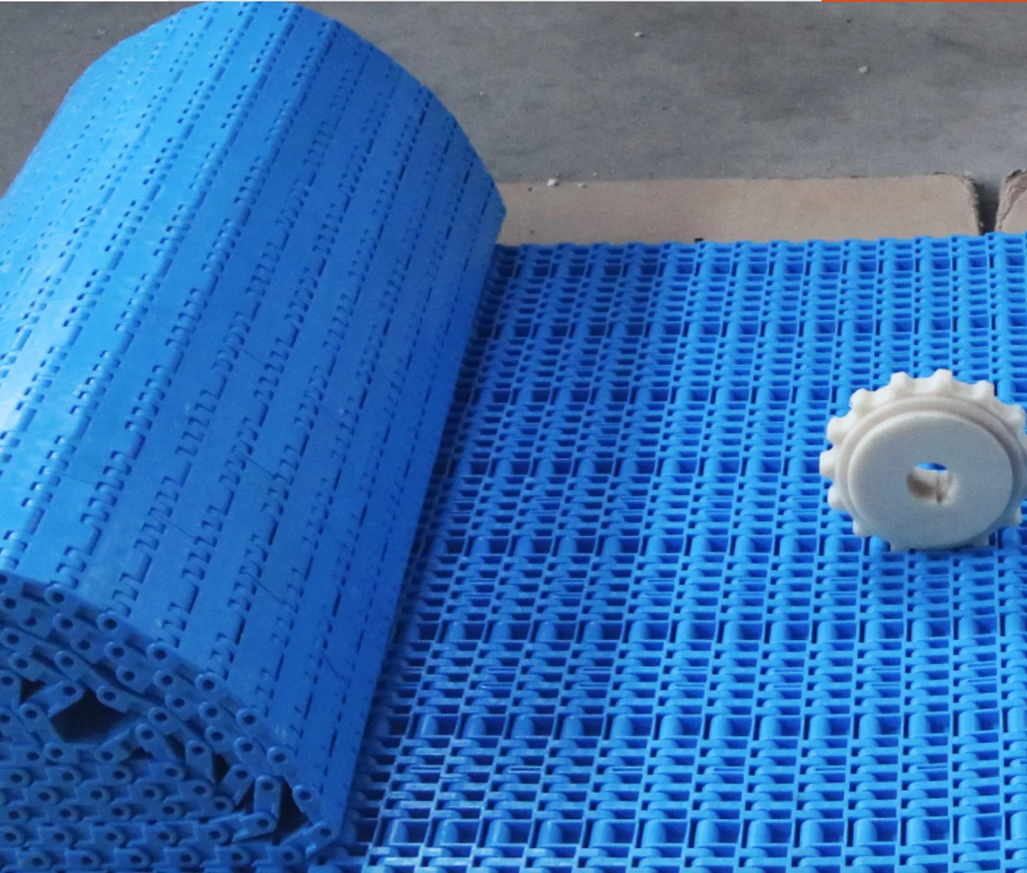 Customized -Pitch:25.4mm Blue-Modular Conveying Plastic Mesh Belt Chain Plate PP Food Grade POM Abrasion Resistant Conveyor Belt