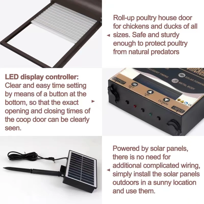 Imagem -04 - Solar Powered Automatic Chicken Coop Door Prático Chicken House Animais de Estimação Dog Gaiolas Door Alta Qualidade