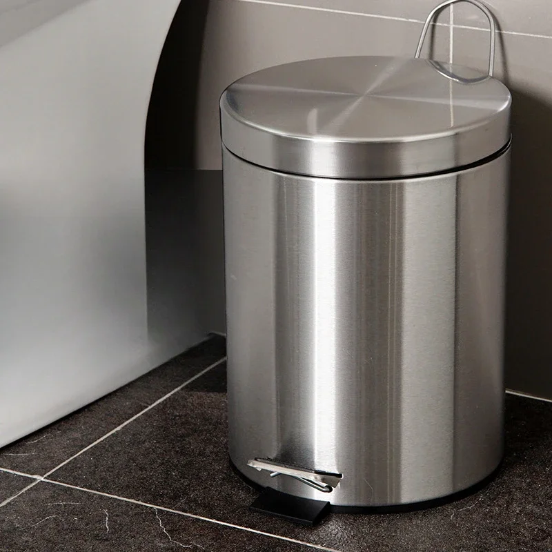 3/5/7L Stainless Steel Trash Can with Foot Pedal,Dust-Proof Metal Waste Bin,Kitchen,Bathroom,Washroom,Compost Garbage Container