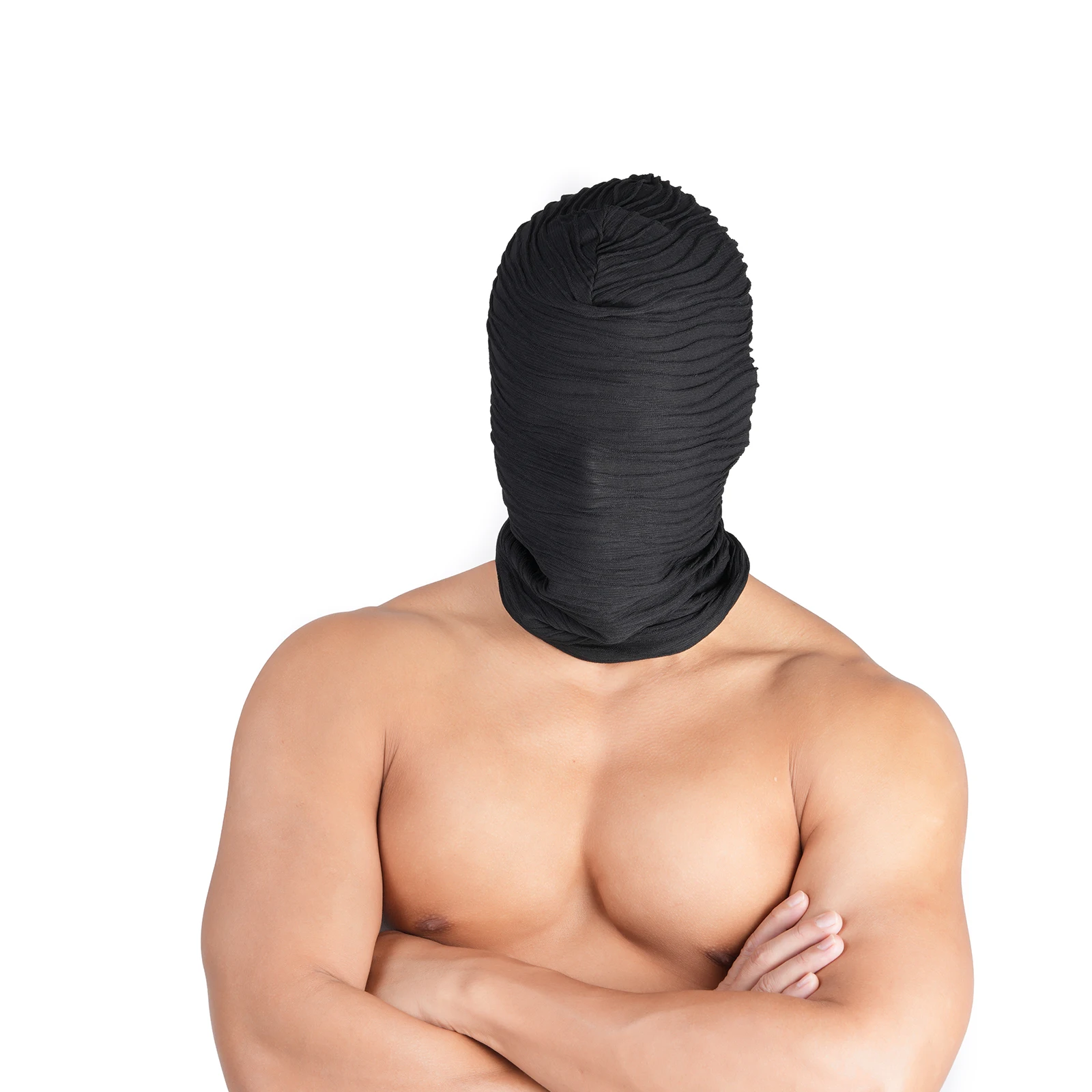 Elastic Full Face Mask Hat Man Woman Hip Hop Punk Head Cover Cosplay Goth Headgear Striped Wrinkles Mesh Hole Balaclava Caps