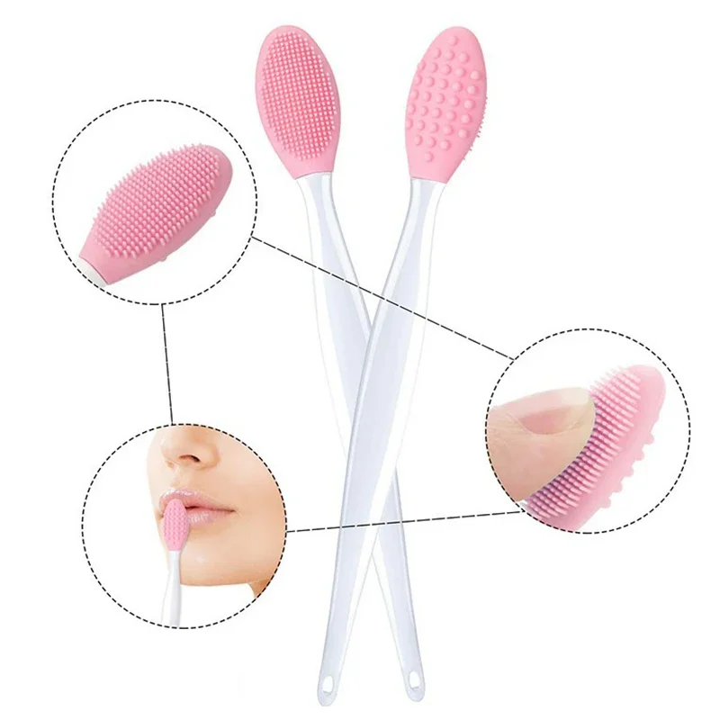 Escova de silicone dupla face para cuidados com a pele, escova de limpeza facial, esfoliante, nariz limpo, remoção de cravo, ferramentas de beleza