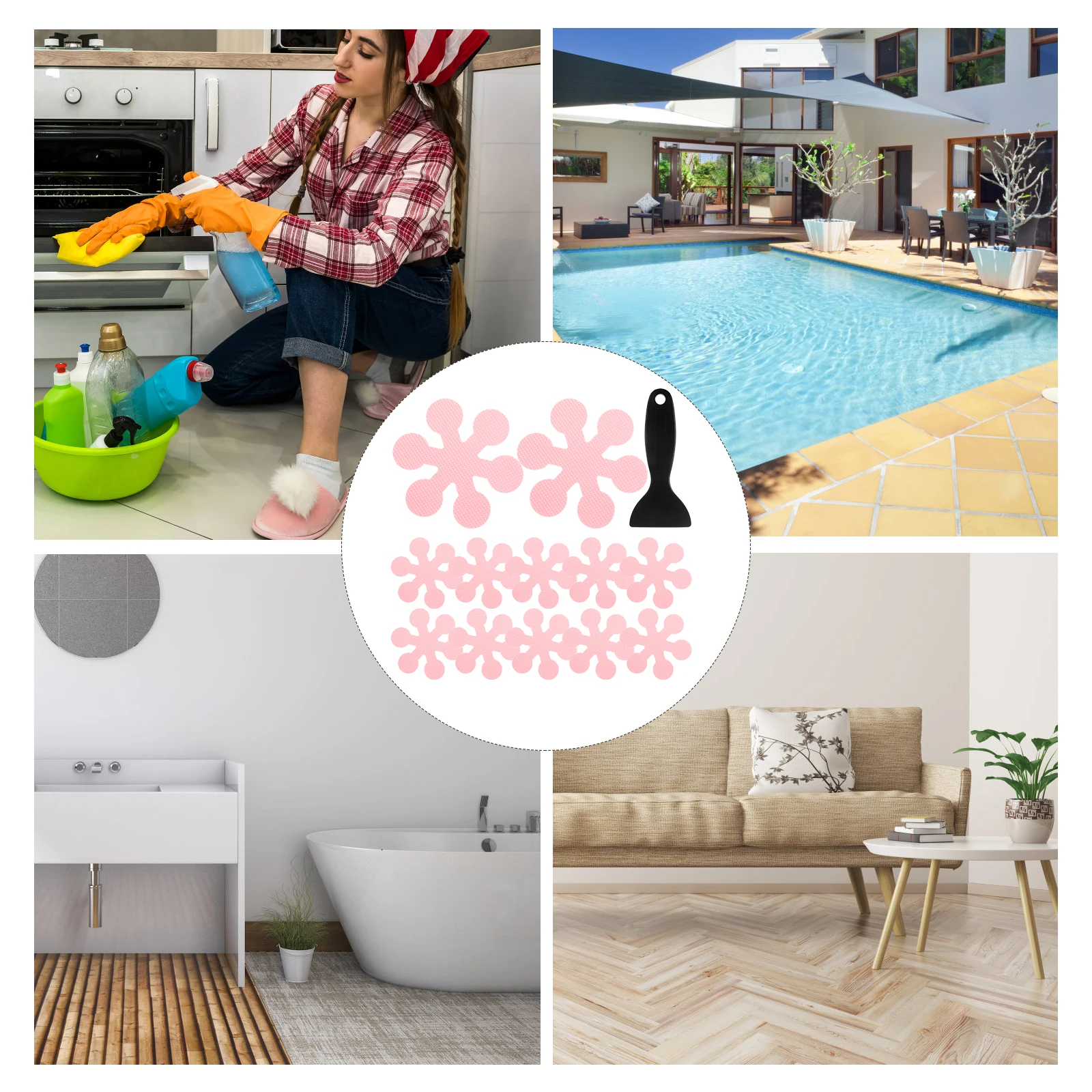 

Anti-Slip Stickers Snowflake Design Bathroom Floor Mat Non-Skidding Bathtub Decals Home Swimming Pool Stair Adhesive Safety