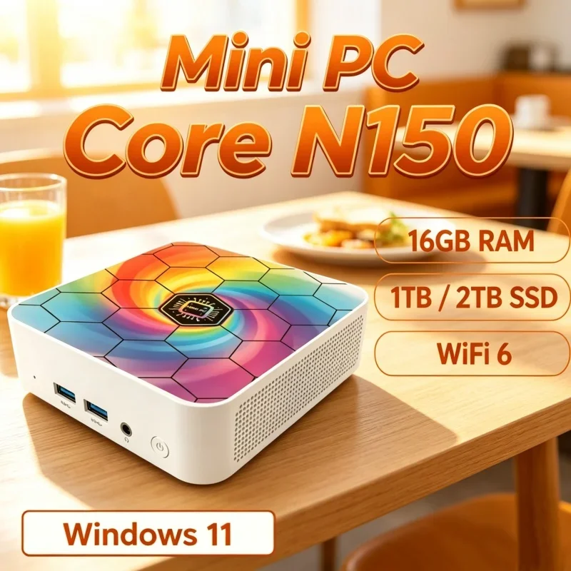 Solid Intel Core N150 Windows 11 Multiprocess Steady PcPc Compute Base 16GB RAM 1/2TB SSD WIFI 6 BT5.2 4K 60Hz HD