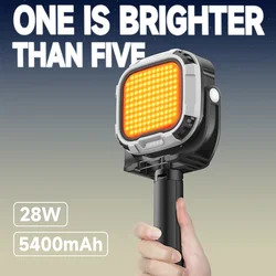 Fill Light 28W Magnetic LED Video Camera Lighting  Handle &1/4in CRI≥95 2700K-6500K Cold Shoe for Video Recording