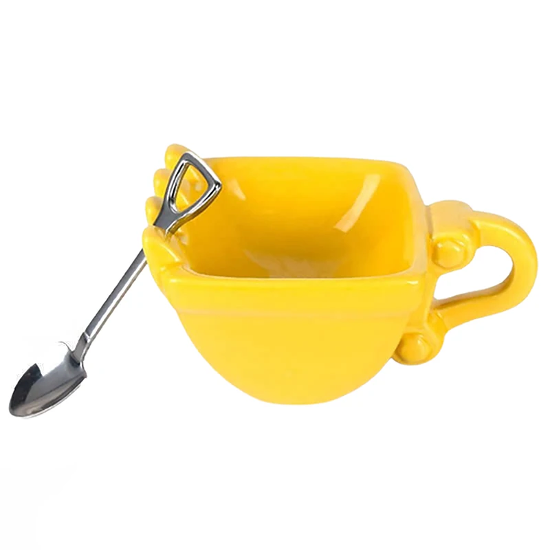 1Pc Creative 3D ABS Excavator Bucket Model Cafe Coffee Mug With Spade Shovel Spoon Funny Digger Ashtray Cake Container Tea Cup