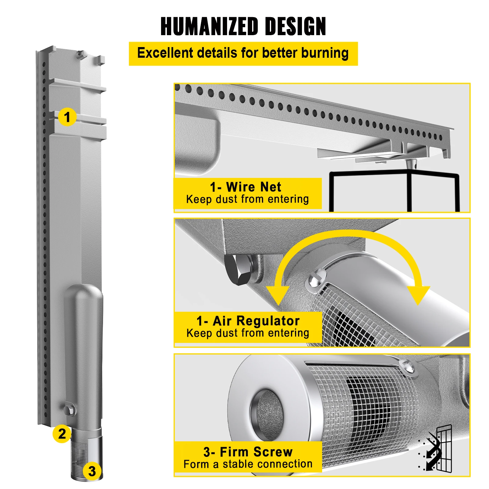 VEVOR 16.1 "palniki ze stali nierdzewnej Grill wymiana płomień Grill na zewnątrz Camping piknik gotowanie