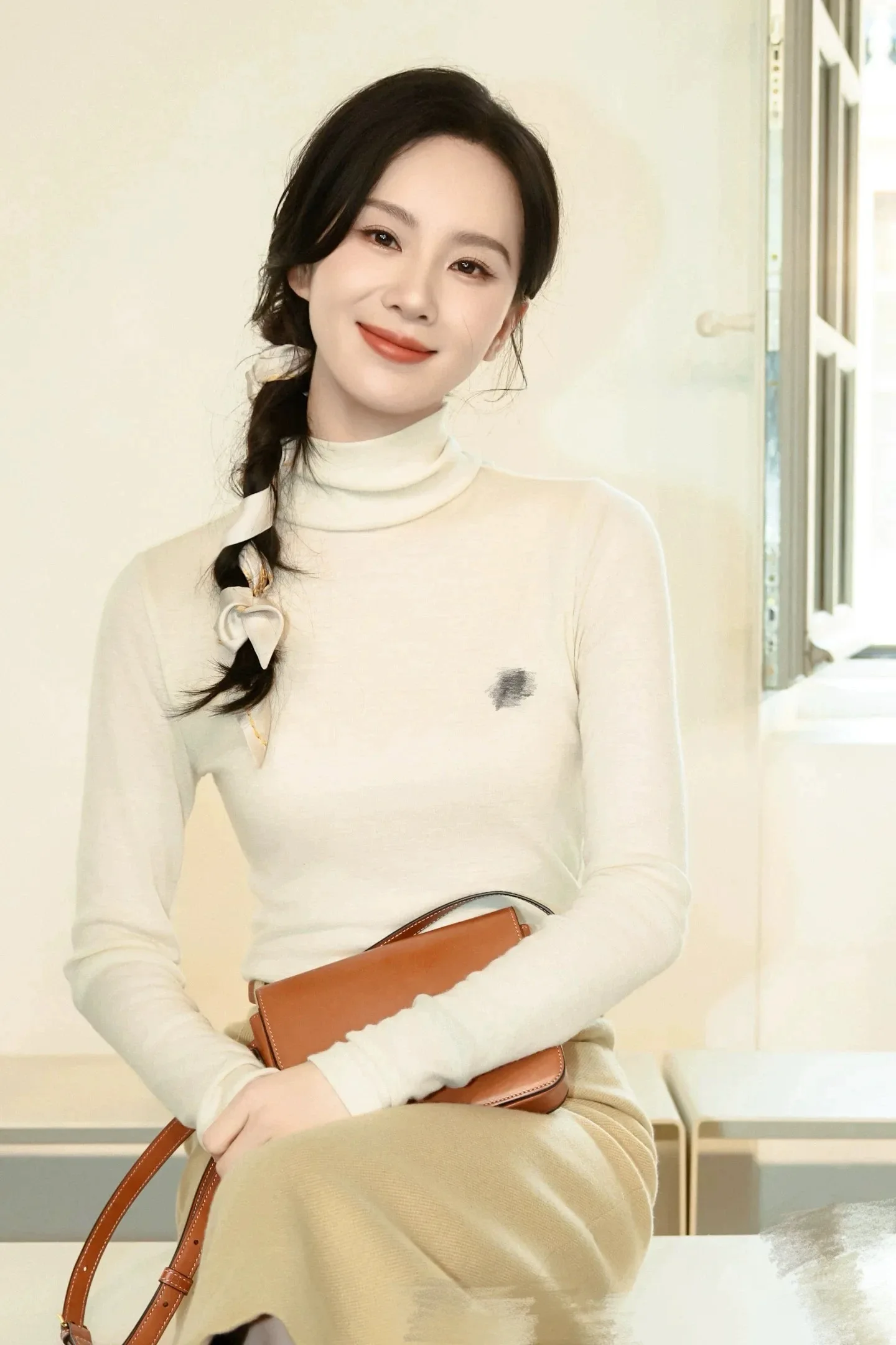 

Liu ii Early Spring Silk Wool Knitted High Collar Slim Fit Base Layer Versatile Top Women's Overhead irt Casual Sle P...