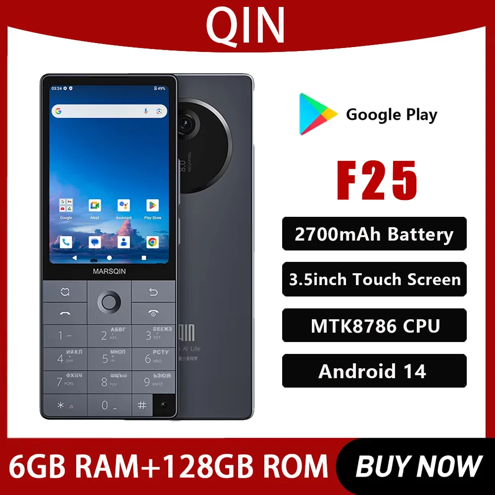 QIN F25 Touch Screen Keyboard Smartphone Android 14 MTK8786 6GB RAM+128GB ROM 2700mAh 4G LTE Google Russian Hebrew Mobile Phone