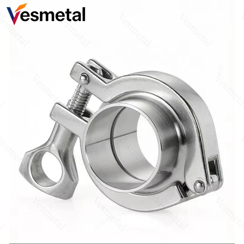 1 Set 1.5''--6-1/4'' Sanitary Flange Pipe Weld Ferrule + Tri Clamp + PTFE or Silicone Gasket Stainless Steel SUS SS304 Tri Clamp