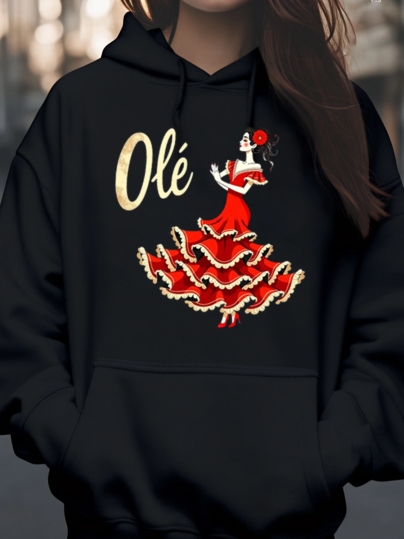 

Толстовка с принтом Оле для танцора фламенко, повседневная одежда для испанского фестиваля, женская мода
