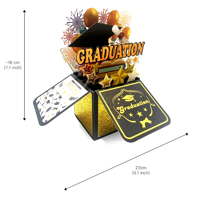 التخرج المنبثقة بطاقة المغلف تهنئة بطاقة غراد بطاقة ثلاثية الأبعاد للمدرسة الثانوية كلية جامعة الخريجين موسم الطرف الديكور