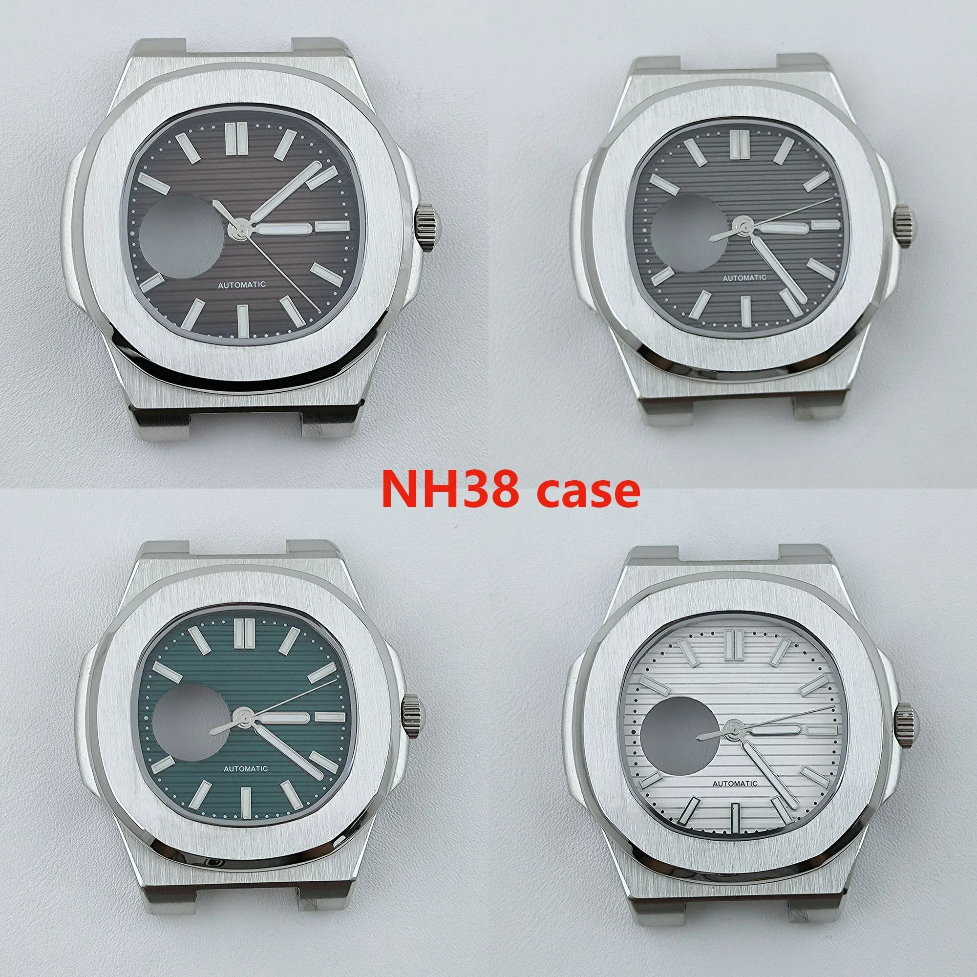 41mm Uhrengehäuse Hohles Zifferblatt Automatische mechanische Saphirglas Uhrenteile für MOD Nautilus NH38 Uhrwerk Uhrenzubehör