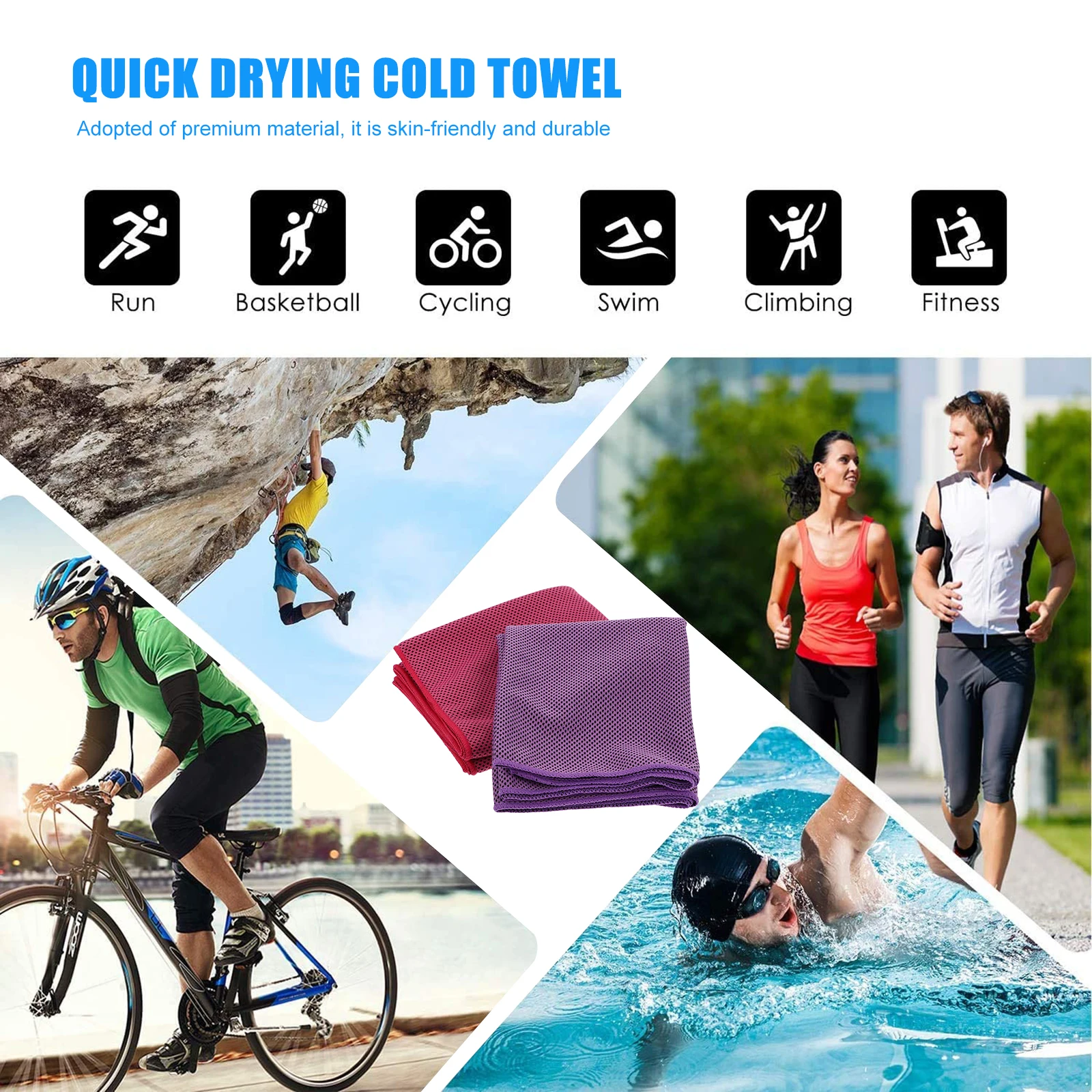 

2 pcs CoolingTowel SweatAbsorbent GymWorkout LightweightPortable QuickDry TravelCamping Supplies