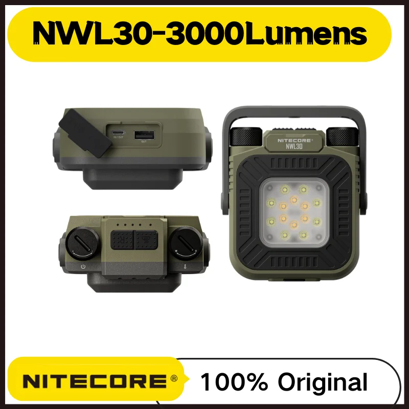 NITECORE NWL30 3-in-1-Arbeitsleuchte, Outdoor-Taschenlampe, Flutlicht, Mückenvertreiber, Notfall, eingebauter 18000-mAh-Akku