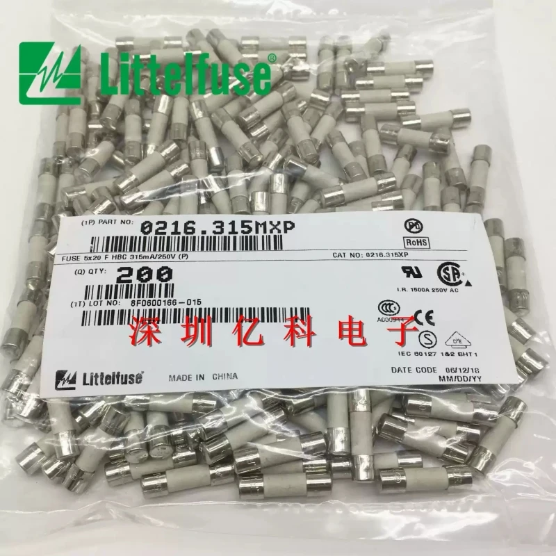 0216.315mxp Lite 5 * 20 fast melting ceramic fuse tube F315mAH250VP 315mA/250V