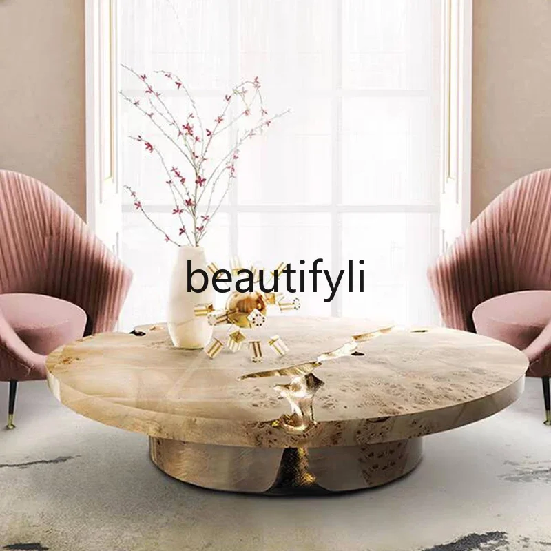 Italian light luxury solid wood coffee table modern simple small apartment living room home tree pomegranate high-end tea table