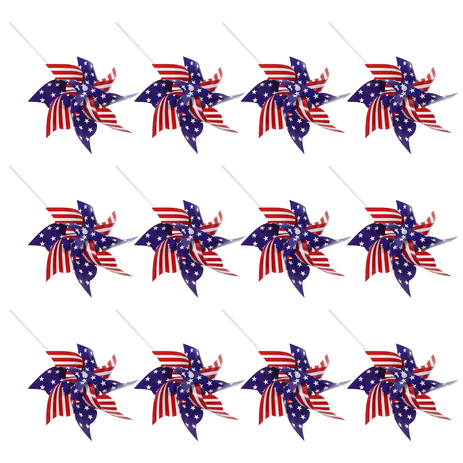 

12pcs Patriotic Windmill Decoration Spinners Memorial Day Outdoor Decor PP Windmills for Lawn Party Lightweight