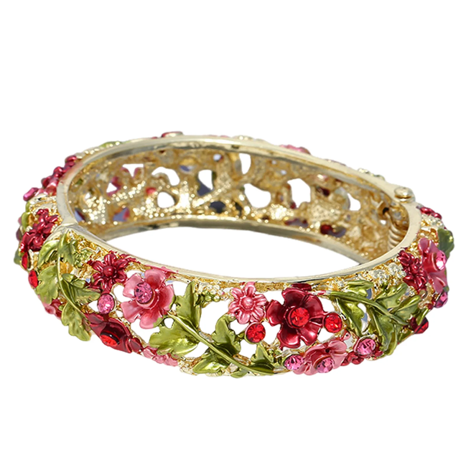 Woman Ethnic Style Bangle Flower Hallow Out Skin-friendly Charm Bracelets for Ladies and Mother Decoration