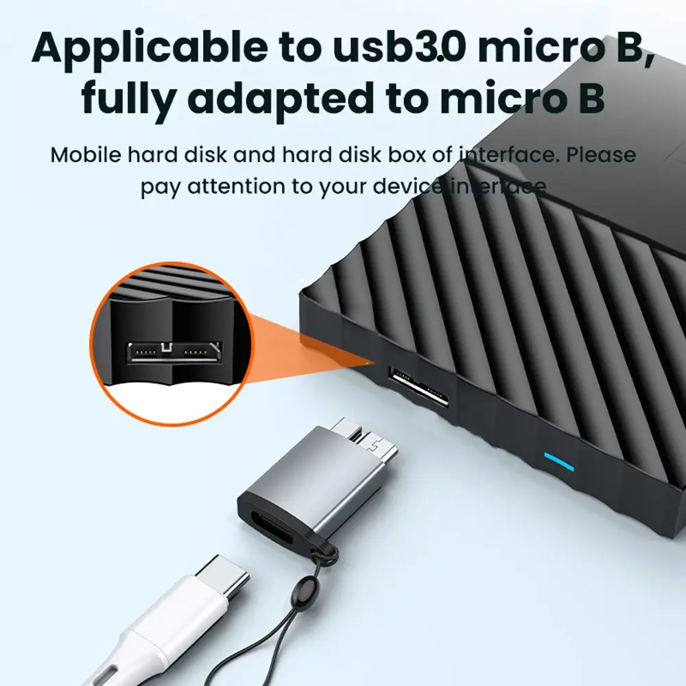 Adaptor USB C ke mikro B USB 3.0, USB C ke mikro B USB 3.0, pengisian daya cepat, USB mikro ke Tipe C Super kecepatan untuk Laptop HDD