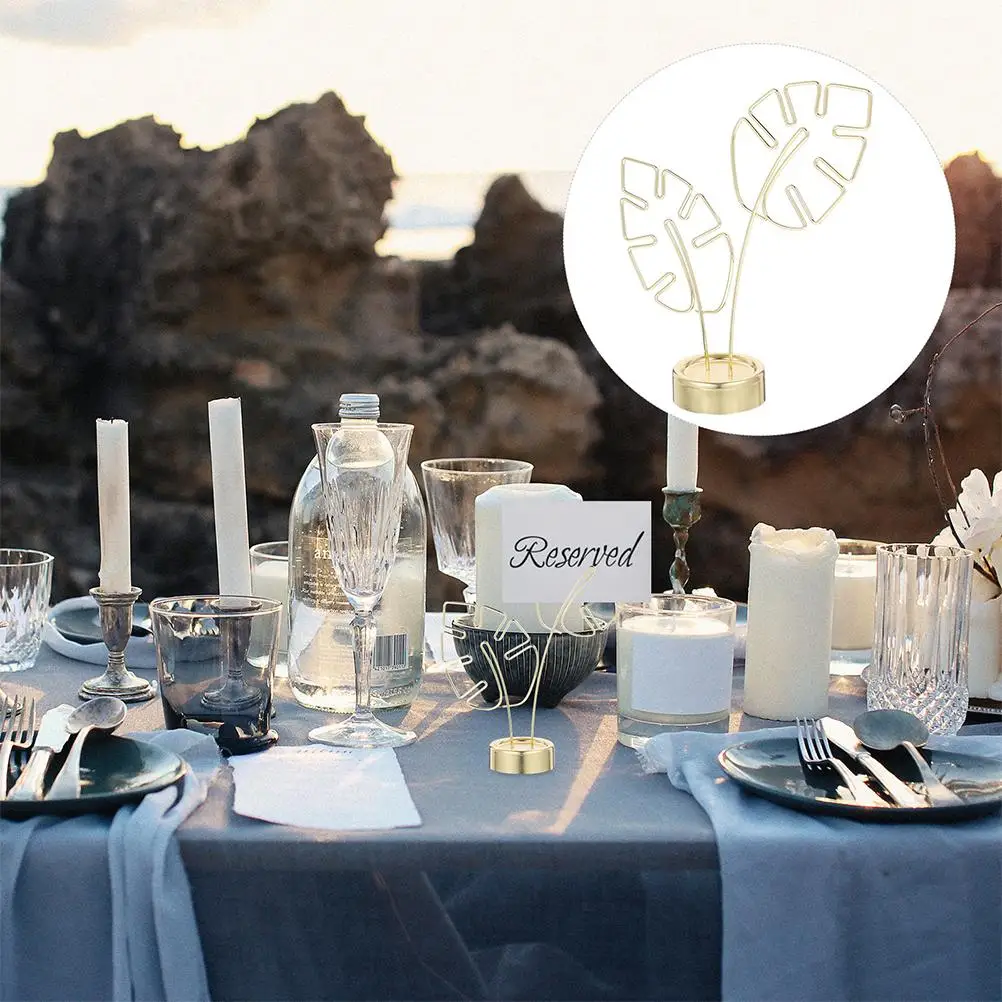 2 Pcs Metal Turtle Leaf Card Holder Desk Decor Photo St Note Clip Stainless Steel Game Table Display Picture Frame