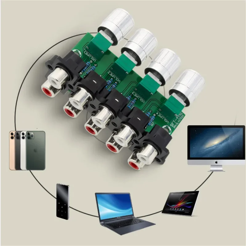 SOTAMIA Stereo Audio Signal Input Mixer Distributor One Input 4 Output Multi-channel Passive Mixing Splitter For Power Amplifier