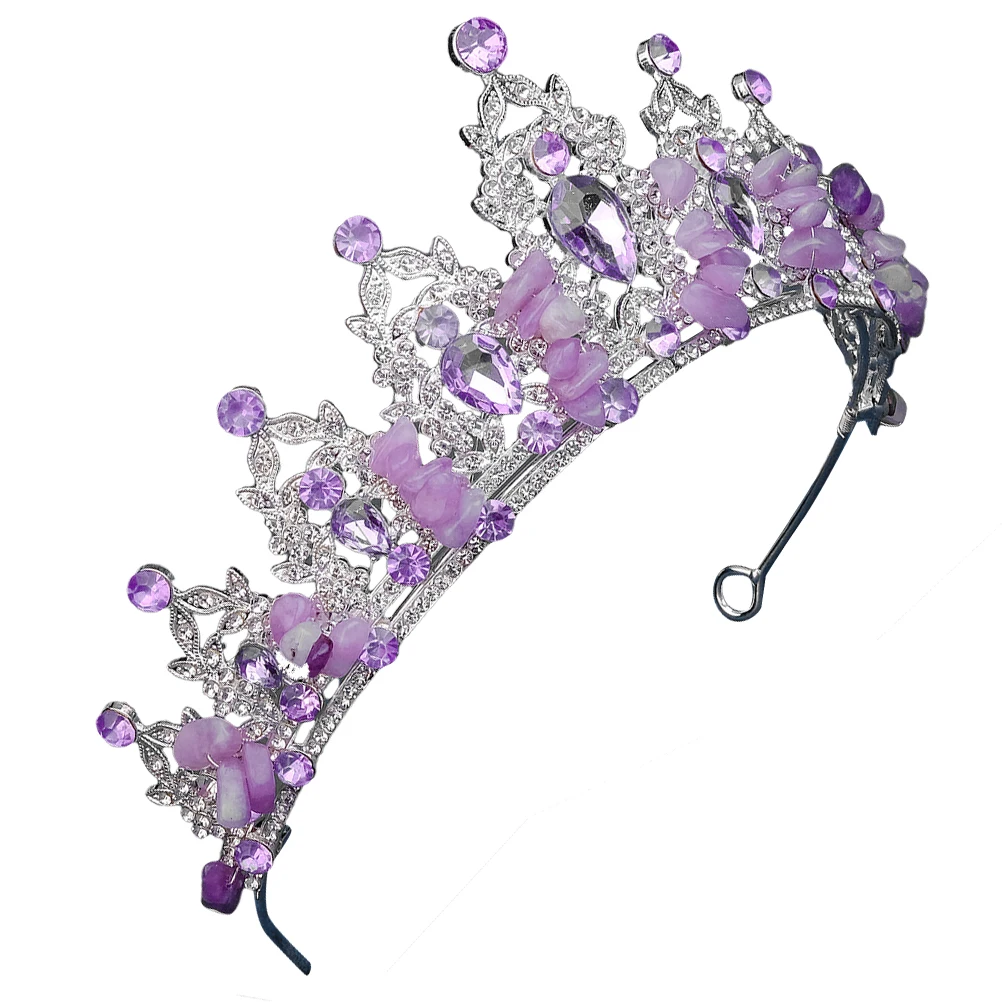 

Purple Rhinestone Crown Wedding Accessories Bridal Hair Decor Pageant Crowns Women Birthday Bachelorette Gifts