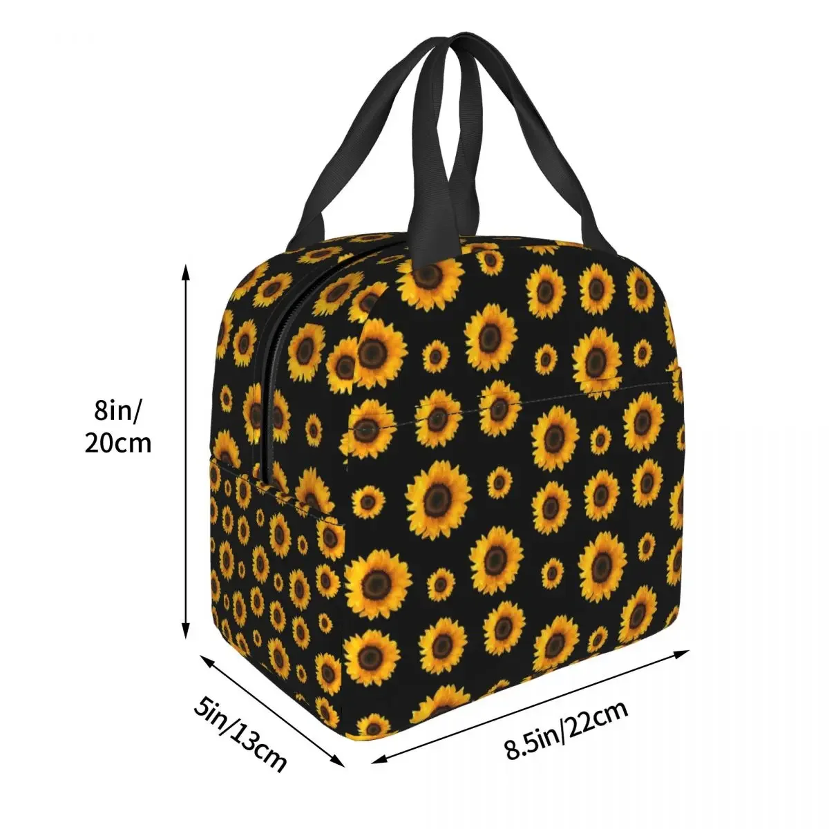 Sunflower Pattern Lunch Bags Insulated Bento Box Portable Lunch Tote Resuable Picnic Bags Cooler Thermal Bag for Woman Girl Work