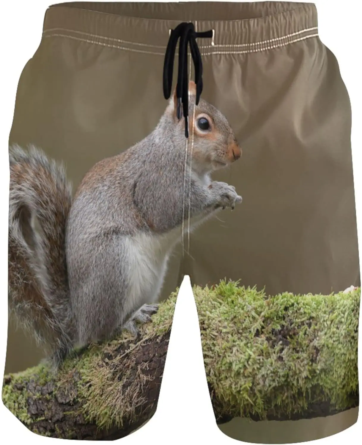 Squirrel Men's Novelty Beach Shorts Soft Swimwear Sports Running Swim Board Shorts Bathing Suits Mesh Lining