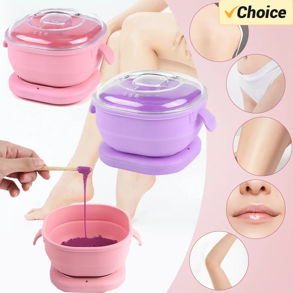 Silicone Wax Warmer Portable Wax Pot 100W Electric Hot Wax Warmer Machine 400ml Hair Removal Wax Machine for Home Travel