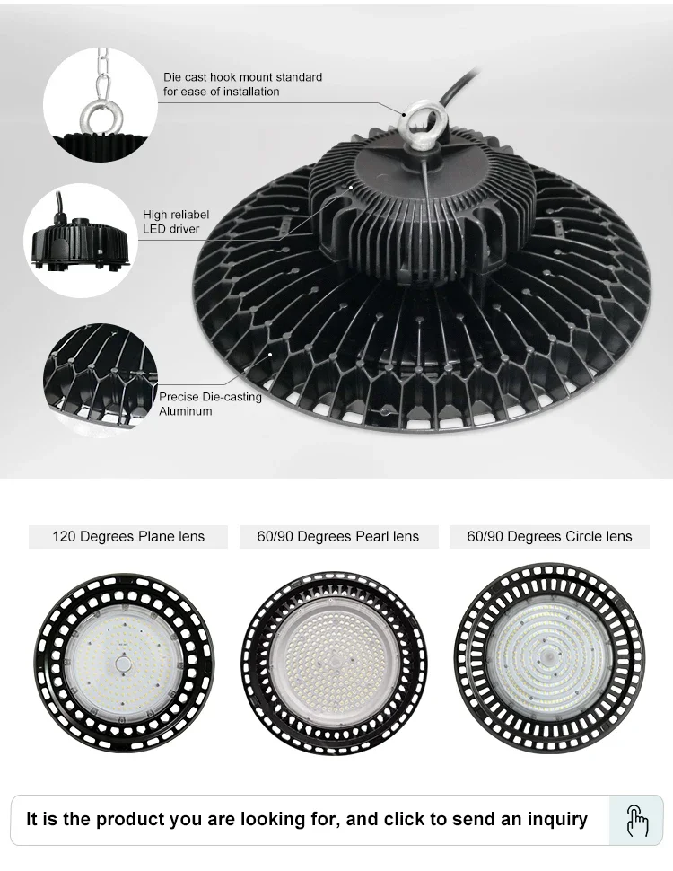 Luz industrial alta da baía do diodo emissor de luz, IP65 impermeável, 100W, 150W, 200W, 240W, 300W, 400W, 500W, 5 anos Garantia