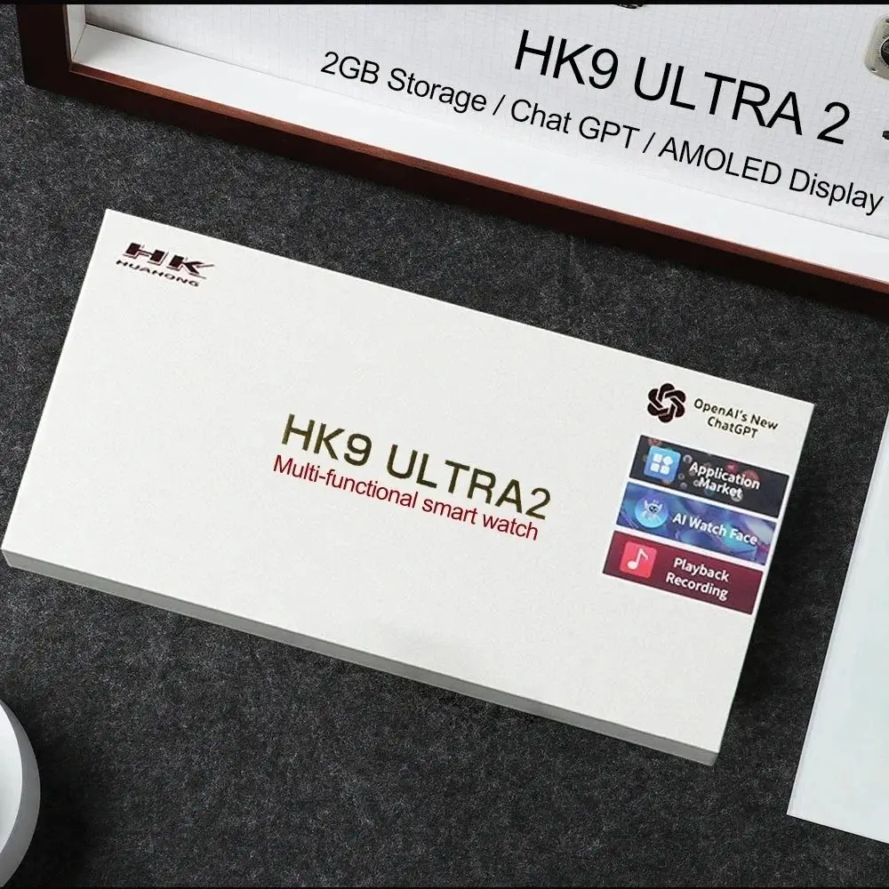 HK9 Ultra2 AMOLEDสมาร์ทนาฬิกาผู้ชายChat GPTเข็มทิศNFC Smartwatch 2GB ROM Gesture ControlนาฬิกาฟิตเนสสําหรับAndroid IOS 2024 ใหม่