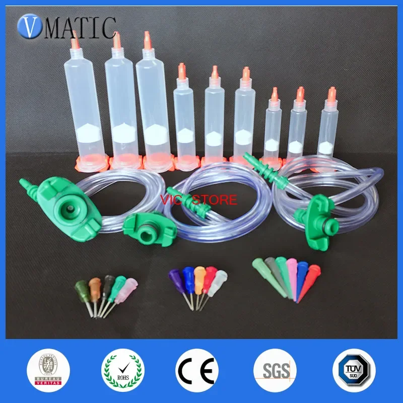 Free Shipping Glue Adhesive Dispensing Disposable Pneumatic Syringe Set With Cap/End Cover/ Glue Dispenser Needle