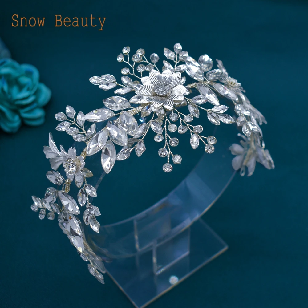 

DZ079 Wedding Hair Tiaras Handmade Crystal Bridal Hairbands Silver Color Diadem Queen Headband Women Gift Rhinestone Headpiece