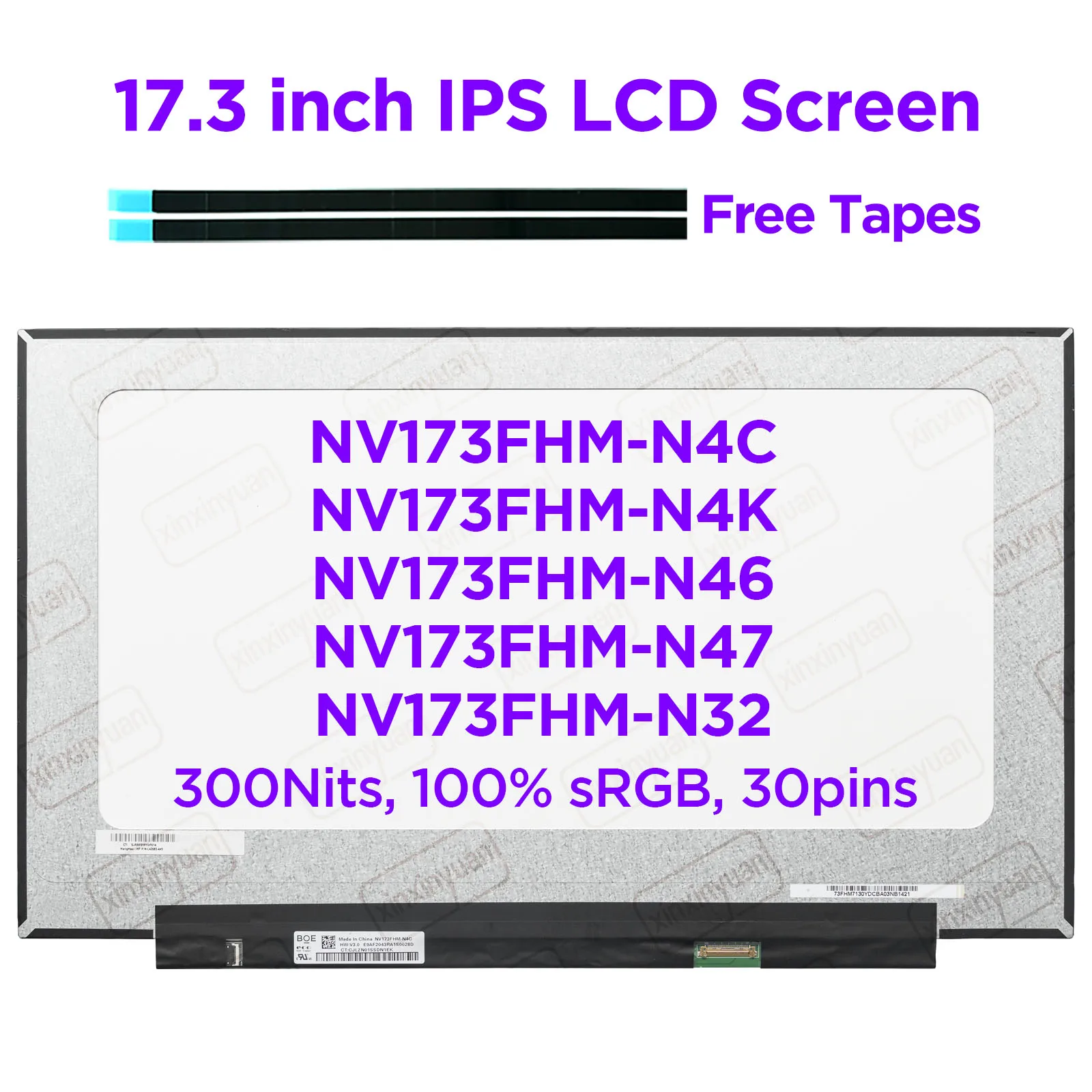 Painel Lcd do Portátil do Ips Nv173fhm-n4c Nv173fhm N46 N47 N4k N32 100 Srgb Relação 1200:1 Fhd1920 x 1080 30 Pinos Edp 173”