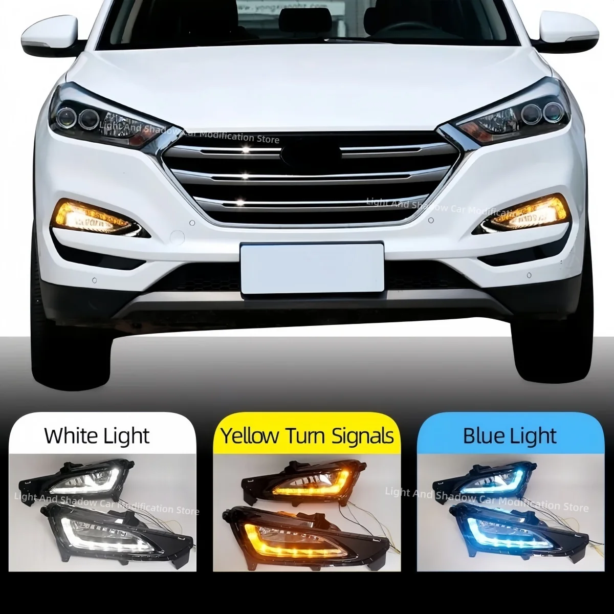 For Hyundai Tucson 2017-2019 Modification Specialized LED fog light assembly Daytime running light Modification Decorative light